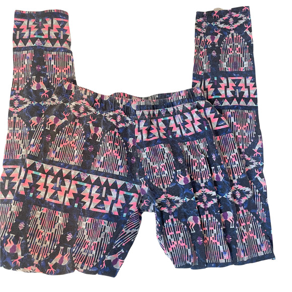 No Boundaries Colorful Neon Print Geometric Leggings Size Medium - Picture 1 of 4